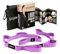 Yoga EVO Elastic Stretch Strap with 10 Flexible Loops, Includes eBook and 35 Online Exercise Videos of Stretching and Pilates, Grape Purple