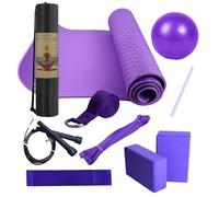 Yoga Exercise Set, Fitness Equipment Bundle, Non-Slip Mat with Blocks, Latex Resistance Strap for Stretching, Home Workout Kit for Men Women, Complete Pilates Training Accessories
