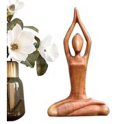 Yoga Figurine - Wood Carving Sculpture Girl Pose | Creative Desktop Meditation Ornament | Home Office Table Shelf Relaxation Zen Gift, Women Statue, Decorations For Living Room Study Gallery
