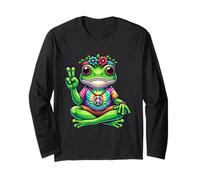 Yoga Frog Hippie 70s Vibe, Peace, Love & Meditation Long Sleeve T-Shirt