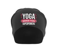 Yoga Gives You Superpowers Pink and White Logo Unisex Thin Cotton Slouch Beanie Black
