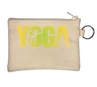 Yoga Green Poses Graphic Standing Bow Lotus Meditation Key Chain Coin Purse Beige