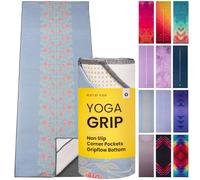 Yoga Grip Yoga Towel - Non Slip Hot Yoga Mat Towel With Corner Pockets, No-Skid Grip, and Built-in Alignment Lines | Soft, Moisture Wicking, and Sweat Absorbent | No Bunching, Stays in Place 72" x 25"