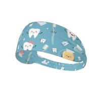 Yoga Headbands for Women, Men Non Slip Elastic Sweat Hairbands, Cute Dental Teeth Blue Head Accessories Hair Hoop, Hairbands for Sports, Fitness, Running