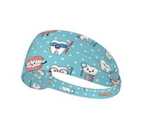 Yoga Headbands for Women, Men Non Slip Elastic Sweat Hairbands, Cute Dental Teeth Blue Head Accessories Hair Hoop, Hairbands for Sports, Fitness, Running