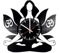 Yoga India Vintage Black Vinyl Record Wall Clock Wall Art 3D Modern Design Office Bar Room Home Decor Gift