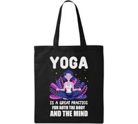 Yoga Is A Great Practice For Both The Body And The Mind Natural Ecological Cotton Tote Bag Black