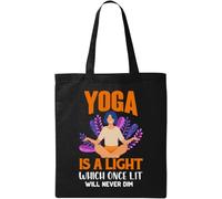 Yoga Is A Light That Shines Once And Goes Out Natural Ecological Cotton Tote Bag Black