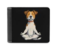 Yoga Jack Russell Terrier Dog Funny Men's Wallets Slim Front Pockets Bifold Wallet with ID Credit Card Holder