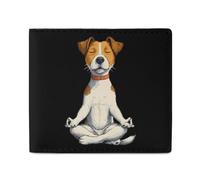Yoga Jack Russell Terrier Dog Funny Wallets Slim Soft Front Pockets Bifold Wallet with ID Credit Card Holder
