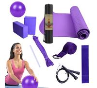 Yoga Kit - Fitness Mat & Yoga Ball, Home Gym Equipment Set | Pilates Floor Training With Resistance Band, Stretch Strap For Balance, Strength, Flexibility Routine, Indoor Exercise