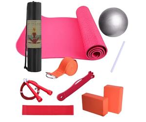 Yoga Kit - Yoga Mats & Complete Sets, Exercise Fitmess Yoga Starters Kit, Exercise Mat With Yoga Blocks, Fitness Equipment for Women And Men, Includes Latex Resistance Band, Stretching Band