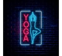 Yoga LED Neon Signs Practitioner Lotuses Lamp Dimmable Acrylic Lights for Bedroom Coffee Shop Office Bar Birthday Yoga Studio Party Art Wall Decor