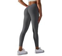 Yoga Leggings Back V Butt Sexy Women Yoga Pants Fitness Workout Gym Running High Waist Active Wear(Gray2,L)