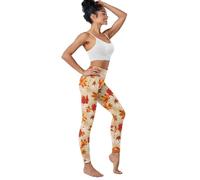 Yoga Leggings for Women High Waist Yoga Pants with Pockets Tummy Control Workout Running Plus Size Leggings Size XS-3XL, Autumn Maple Leaves, XXL
