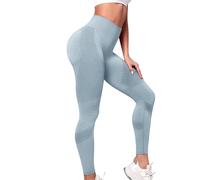 Yoga Leggings for Women UK,Yoga Pants Women, High Waisted Leggings Tummy Control, Workout Tights Yoga, Running, Gym or Lounging Fashion Textured Seamless Versatile Skinny Trousers Sky Blue