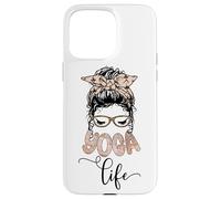 Yoga Life Yogi Messy Bun Woman Face Leopard Print Yoga Lover Case for iPhone 15 Pro Max