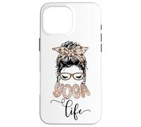 Yoga Life Yogi Messy Bun Woman Face Leopard Print Yoga Lover Case for iPhone 16 Pro Max