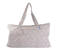 Yoga-Mad Weekend Yoga & Pilates Bag 100% Cotton, Stylish Grey Brocade Pattern, 65x30x46cm, Carry Yoga & Pilates Equipment Easily with 2x Outer Zips for Men & Women.