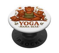 Yoga Mama Bear Funny Gift For Moms Mindfulness Wellness PopSockets Adhesive PopGrip