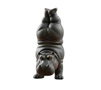 Yoga Master Hippo Figurine Clumsy Yoga Master Hippo Statue Adorably Handcrafted 3D Resin Hippos Statue Interior Animal Ornament Art Project Office Desk Resin Meditation Sculpture Figurine Decor Gifts