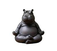 Yoga Master Hippo Figurine Clumsy Yoga Master Hippo Statue Adorably Handcrafted 3D Resin Hippos Statue Interior Animal Ornament Art Project Office Desk Resin Meditation Sculpture Figurine Decor Gifts