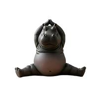Yoga Master Hippo Figurine Clumsy Yoga Master Hippo Statue Adorably Handcrafted 3D Resin Hippos Statue Interior Animal Ornament Art Project Office Desk Resin Meditation Sculpture Figurine Decor Gifts
