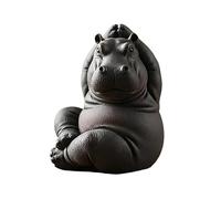 Yoga Master Hippo Figurine Clumsy Yoga Master Hippo Statue Adorably Handcrafted 3D Resin Hippos Statue Interior Animal Ornament Art Project Office Desk Resin Meditation Sculpture Figurine Decor Gifts