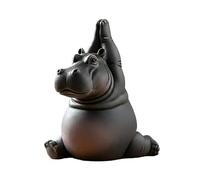 Yoga Master Hippo Figurine Clumsy Yoga Master Hippo Statue Adorably Handcrafted 3D Resin Hippos Statue Interior Animal Ornament Art Project Office Desk Resin Meditation Sculpture Figurine Decor Gifts