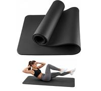 Yoga Mat 10 mm Thick 183 × 61 cm - Non-Slip PVC Exercise, Gym & Pilates Mat, Extra Cushioned Black for Home Workouts, Stretching, Core, Fitness, and Strength Training