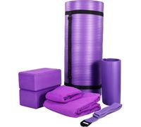 Yoga Mat 7-Pc Set, Balancefrom Gym Yoga Set With Carrying Strap, Purple