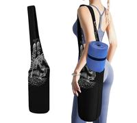 Yoga Mat Bag, Soft Canvas Storage Bag Fashion Mat Bag for Clothes Dorm Organizer with Pocket Shoulder Strap Print Alcoholic Sea Voyage Skeletons Sailors Float on a Bottle