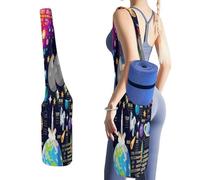 Yoga Mat Bag, Soft Canvas Storage Bag Fashion Mat Bag Pocket Shoulder Strap Clothes Dorm Organizer Print Cosmic Space Galaxy Planets Pluto Venus Mars Jupiter