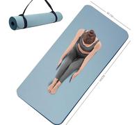 Yoga Mat Double-Sided Non Slip, 72'' x 32'' x 7mm - Extra Wide & Thick Yoga Mat with Strap, Professional TPE Yoga Mats for Women Men Kids, Workout Mat for Yoga, Pilates and Floor Exercises, Blue