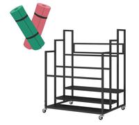 Yoga Mat Holder Basket, Large Yoga Mat Storage Cart with Wheels, Yoga Mat Rack Foam Rollers Organizer, Commercial Rack for Yoga Mat Foam Roller Storage for Gym/Yoga Studio Hold 30 Exercise Mats(Black,
