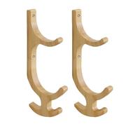 Yoga Mat Holder Wall Mount 1 Pair Wooden with 4 Hooks