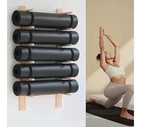 Yoga Mat Holder Wall Mount - Wooden 2-9 Layer Storage Rack, Wall-Mounted Organization Shelf for Foam Roller and Gym Equipment