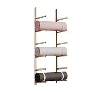 Yoga Mat Holder - Wall Mounted Metal Display Stand for Yoga Mats, Straps, and Foam Rollers with Tilting Bar