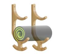 Yoga Mat Holder - Wooden Multifunctional with 4-Hook | Wall Mount Yoga Mat Storage Rack | for Resistance Band Jump Ropes Fitness Hoop Home Living Room Dorm Apartment Bedroom