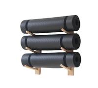 Yoga Mat Holder - Wooden Wall Mounted Storage Rack for Gyms, 2-9 Layer Yoga Mat Organizer, Floating Shelf for Foam Roller and Mat