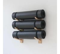 Yoga Mat Holder - Wooden Wall Organizer for Foam Roller Storage, Space-Saving Solution for Home Gym and Office, Easy to Install