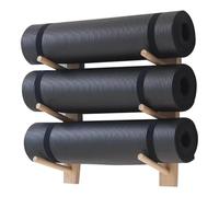 Yoga Mat Holders - Multi-Purpose Wall Storage Shelf, Wooden Exercise Mat Organizer, Multi-Tier Workout Equipment Storage for Home Gym