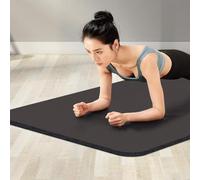 Yoga Mat NBR Pilates Exercise Mat Sit-ups Stretching Exercise Push-ups Unisex Extra Long Wide Thick Black Fitness Training Workout Mat