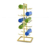 Yoga Mat Organizer Rack, Metal Floor Foam Roller Storage Display Stand, 10/20 Capacity, for Indoor/Yoga Studio/Gym, Gold-50×40×130cm