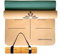Yoga Mat - Premium Cork & Rubber - Eco-Friendly Non-Slip, Sweat Resistant Mat with Alignment Lines, 6mm Thick for Joint Support - Sustainable & Biodegradable - 72 x 26 In - (Green)