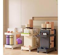 Yoga Mat Storage Cart on Wheels,Home Gym Organizer for Yoga Mat,Block,Foam Roller,Dumbbell,Ball
