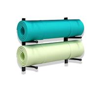 Yoga Mat Storage Organizer, Wall Mounted Metal Shelf for Exercise Mats and Foam Rollers, Large Capacity Freestanding Holder for Gym Decor