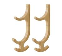 Yoga Mat Storage Rack - 1 Pair Wooden with 4 Hooks | Yoga Mat Holder Rack for Wall - For Skipping Ropes Resistance Band Gym Home Living Room Dorm Apartment Bedroom