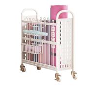 Yoga Mat Storage Rack, Easy to Assemble with Wheels and Hooks for Home Gym, School, Retail Store