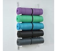 Yoga Mat Storage Rack, Wall Mount Organizer for Foam Rollers and Exercise Bands, Multi-Purpose Equipment for Home or Gym Workouts